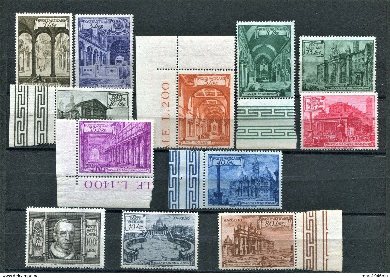 VATICANO 1949 BASILICHE SERIE CPL. 12 V. ** MNH - Unused Stamps