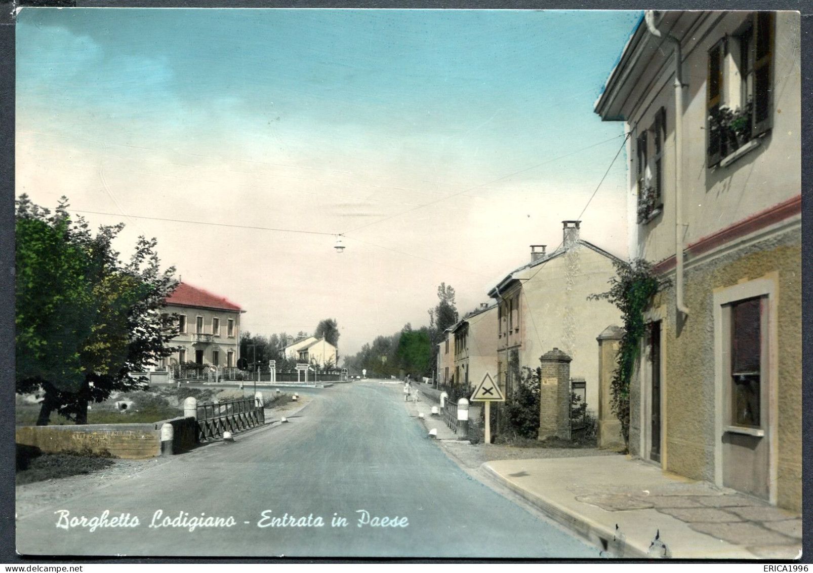 CV4164 BORGHETTO LODIGIANO (Lodi LO) Entrata In Paese, FG, Viaggiata 1958 Per Ponte S. Pietro (BG), Francobollo Asportat - Lodi