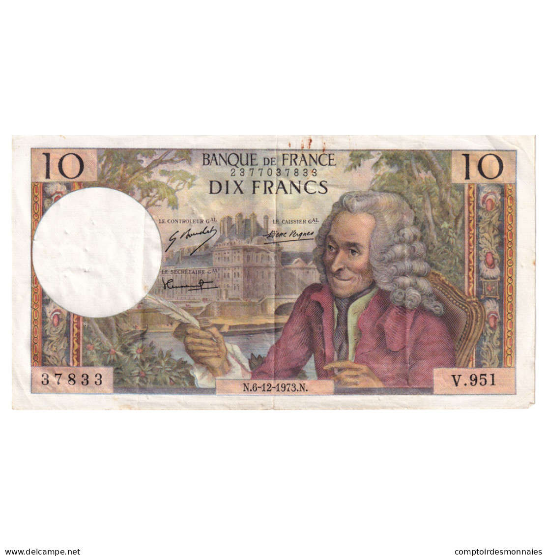France, 10 Francs, Voltaire, V.951, TB+, Fayette:62.65, KM:147d - 10 F 1963-1973 ''Voltaire''