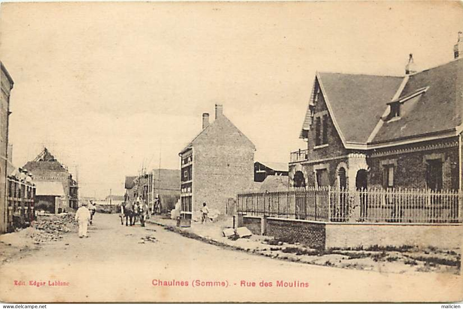 - Dpts Div -ref-BL302- Somme - Chaulnes - Rue Des Moulins - Petit Plan Maisons En Construction - - Chaulnes