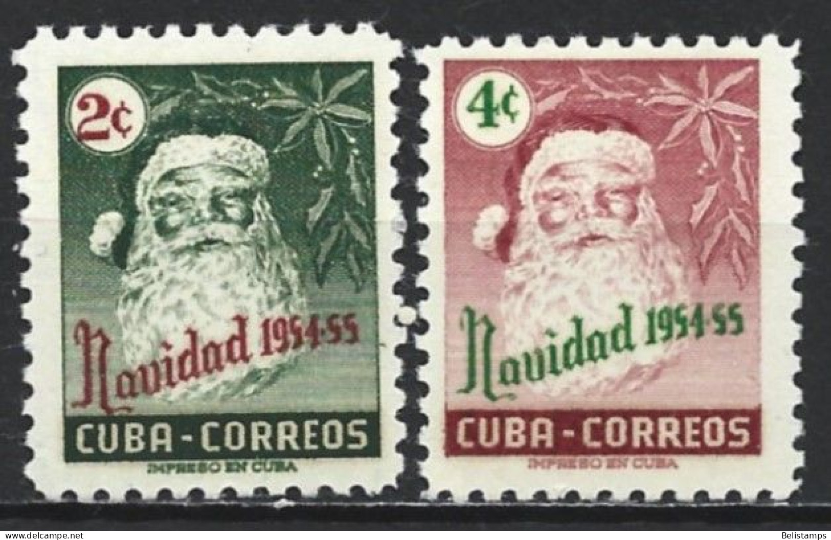 Cuba 1954. Scott #532-3 (MNH) Christmas, Santa Claus  (Complete Set) - Ungebraucht
