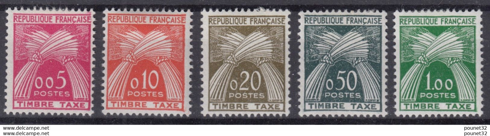 FRANCE SERIE TAXE GERBE COMPLETE N° 90/94 NEUVE * GOMME AVEC CHARNIERE - 1960-.... Postfris