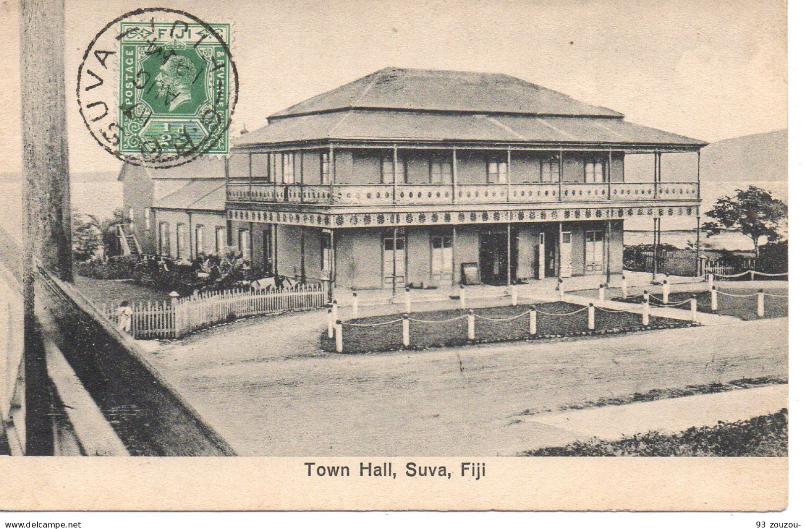 FIJI . Town Hall, Suva.  Carte Impeccable , Timbrée  Oblitérée 1914 , Vierge Au Dos. - Fidschi