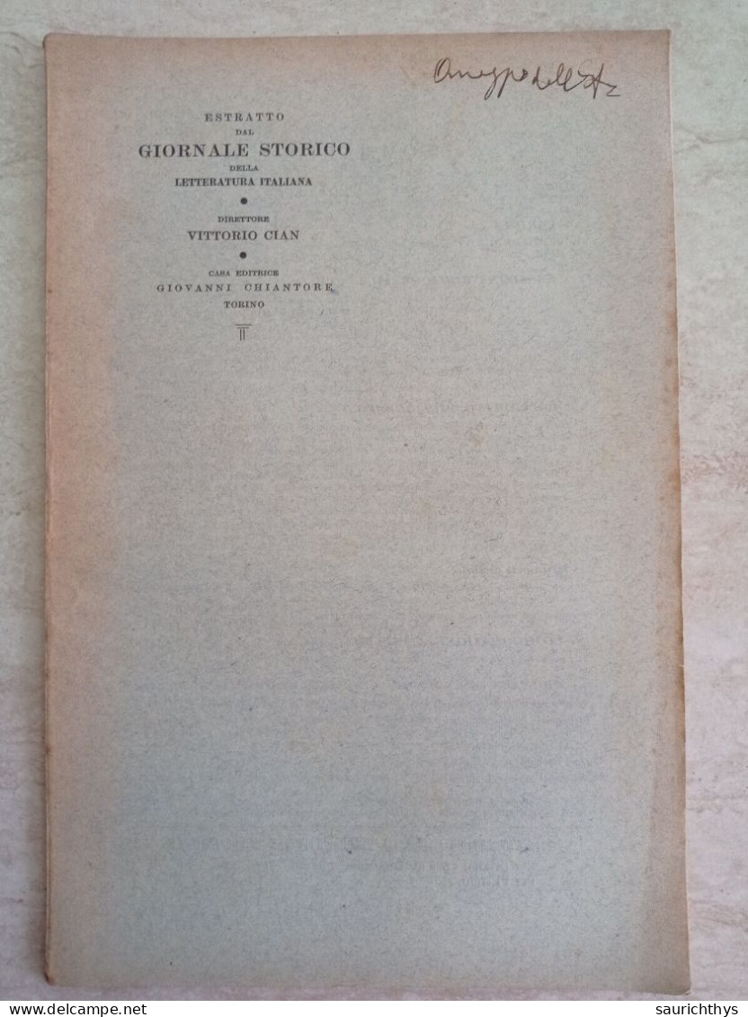 Alfieriana La Formazione Dell'Antigone Autografo Mario Fubini 1936 Alfieri Estratto Giornale Storico Della Letteratura - Histoire, Biographie, Philosophie