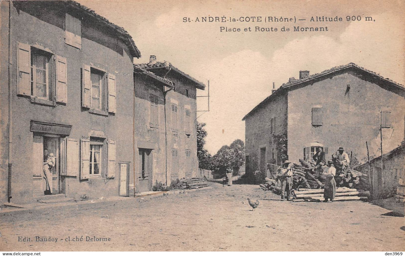 SAINT-ANDRE-la-COTE (Rhône) - Place Et Route De Mornant - Ecrit 1924 (2 Scans) - Saint-André-la-Côte