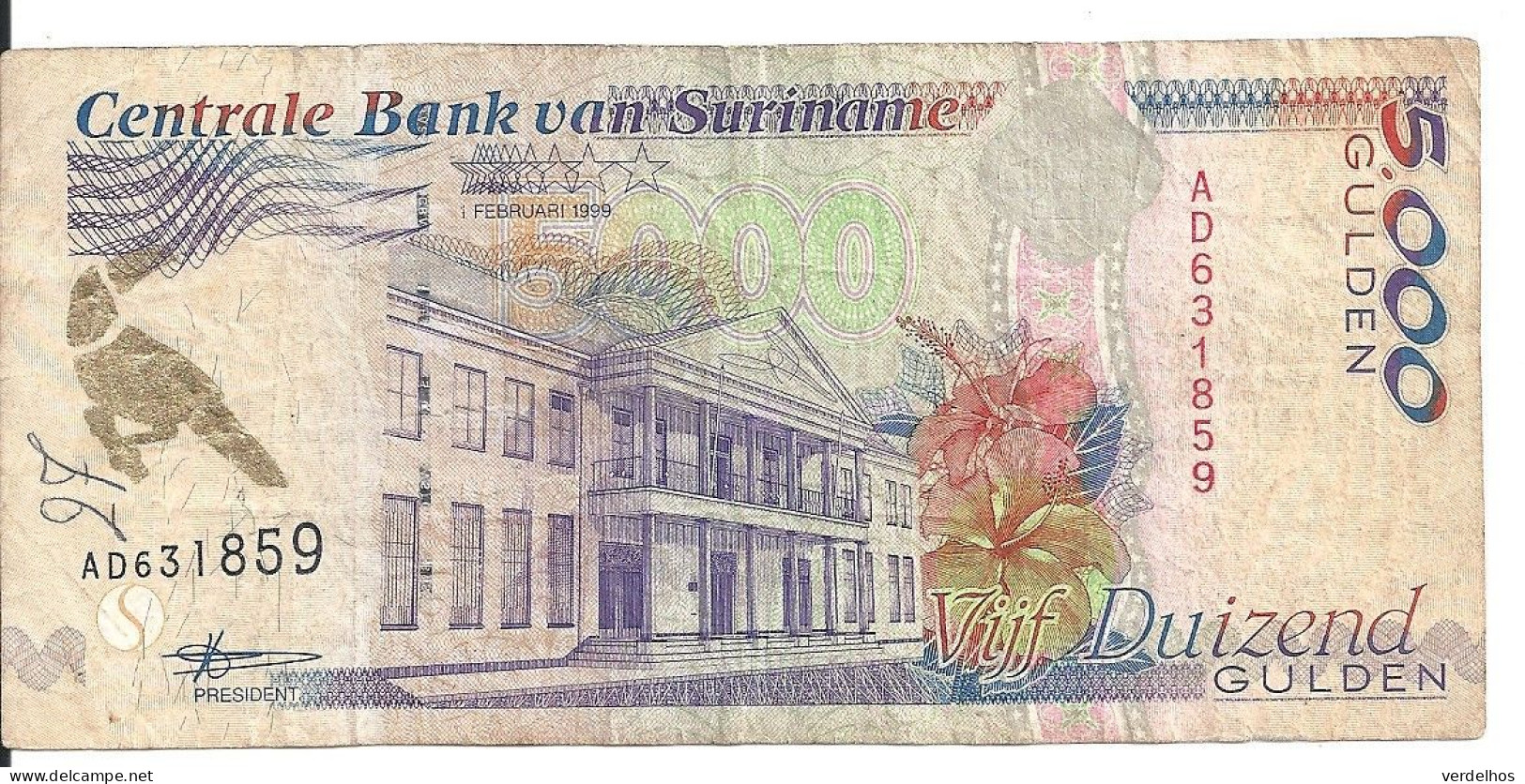 SURINAME 5000 GULDEN 1999 VF P 143 B - Surinam