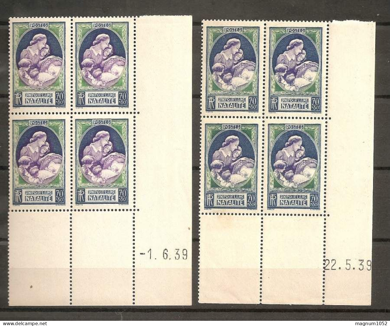 VARIETE CD N 440 ** - 1 CD BLEU AU LIEU DE VIOLET  + VERT FONCE AU LIEU DE VERT CLAIR  - TRES VISIBLE AU SCANN - RRR !!! - Unused Stamps