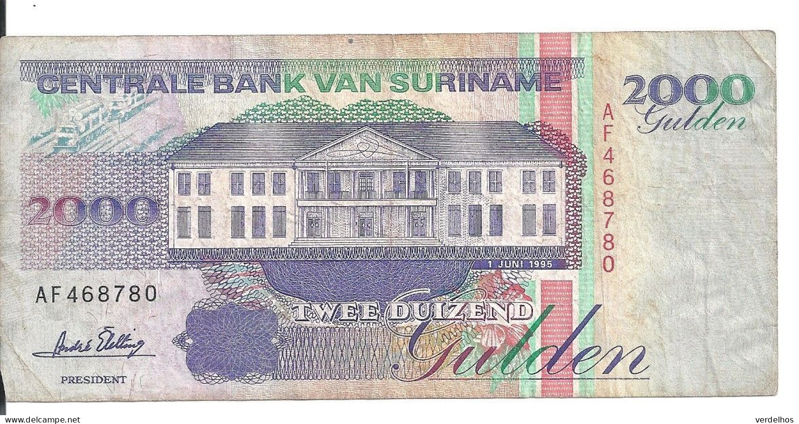 SURINAME 2000 GULDEN 1995 VF P 142 - Surinam