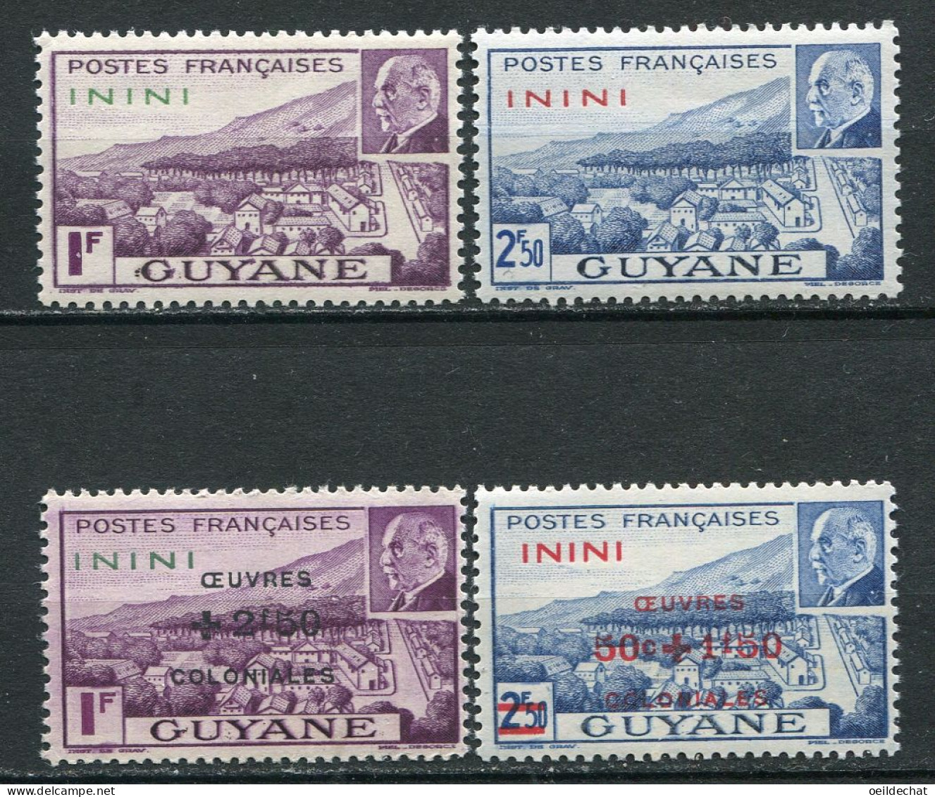 25806 Inini N°51/2**, 57/8** Maréchal Pétain  1941-44  TB - Neufs