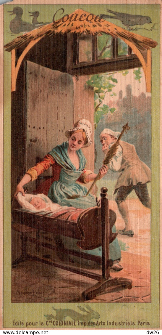 Grande Chromo Toilée Cie Coloniale - Chanson: Coucou Bébé (paroles Et Musique) Illustration Maurice Leloir - Sonstige & Ohne Zuordnung