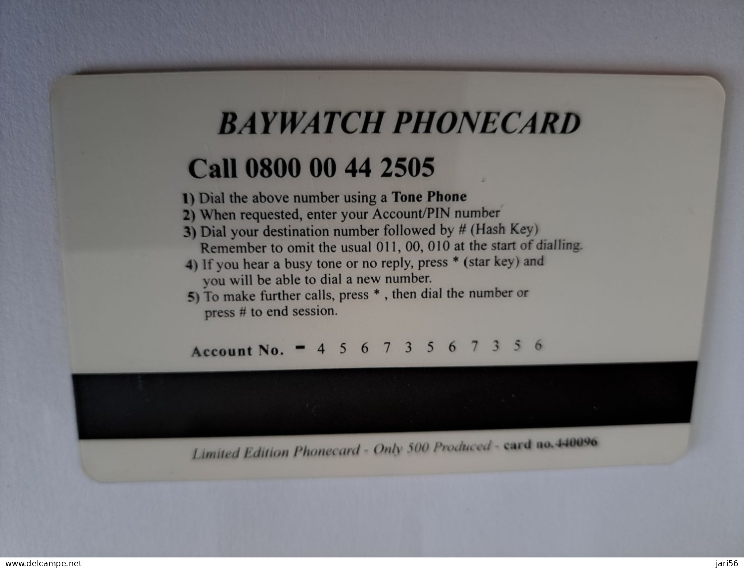 GREAT BRITAIN / 2 POUND /MAGSTRIPE  / BAYWATCH PHONECARD/ LIMITED EDITION/ ONLY 500 EX     **15678** - [10] Colecciones