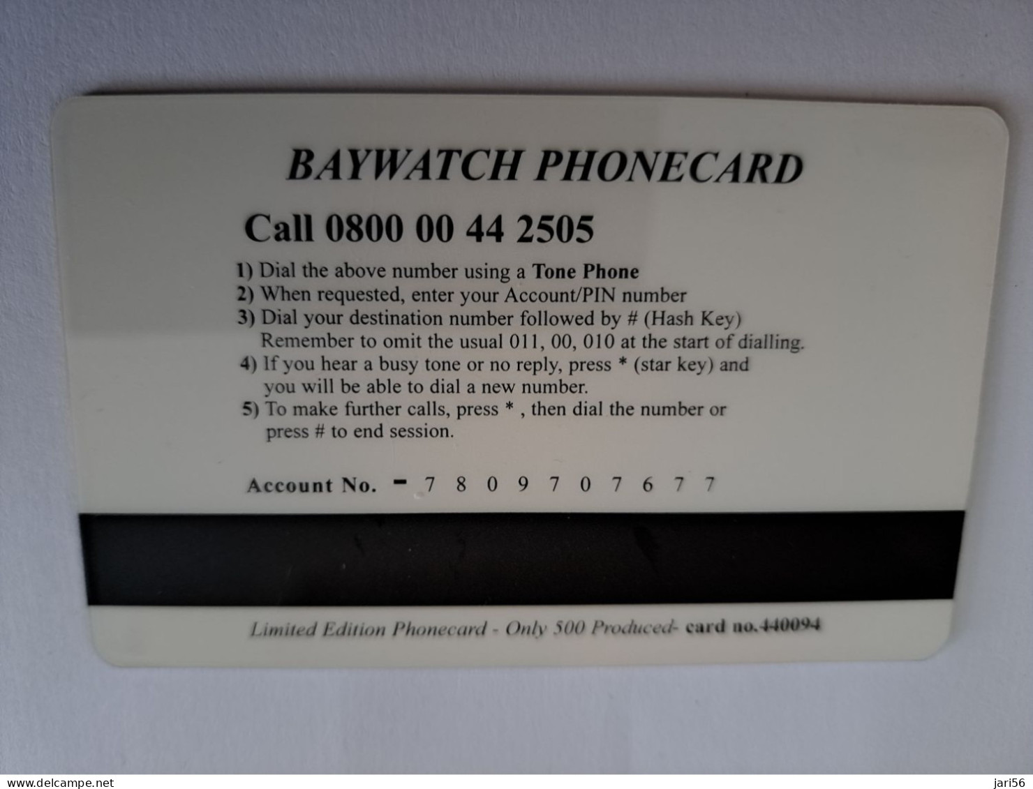 GREAT BRITAIN / 2 POUND /MAGSTRIPE  / BAYWATCH PHONECARD/ LIMITED EDITION/ ONLY 500 EX     **15679** - [10] Colecciones