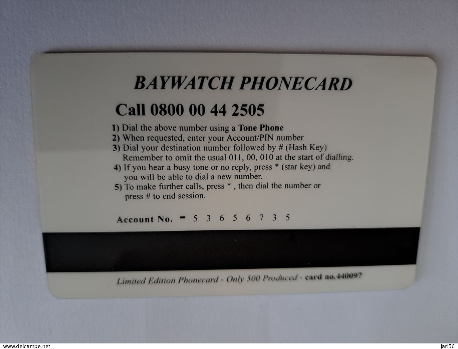 GREAT BRITAIN / 5 POUND /MAGSTRIPE  / BAYWATCH PHONECARD/ LIMITED EDITION/ ONLY 500 EX     **15680** - Verzamelingen