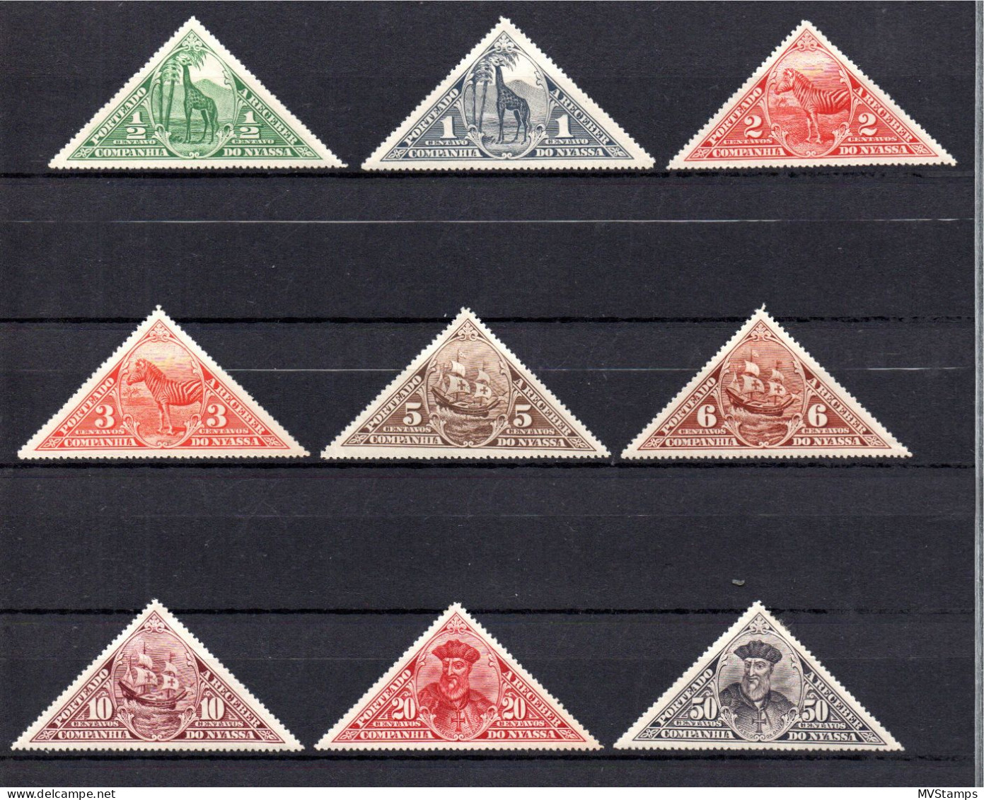 Portugese Nyassaland 1925 Old Set Due-stamps (Michel P1/9) Unused/MLH, Some Gum Faillures - Nyassa