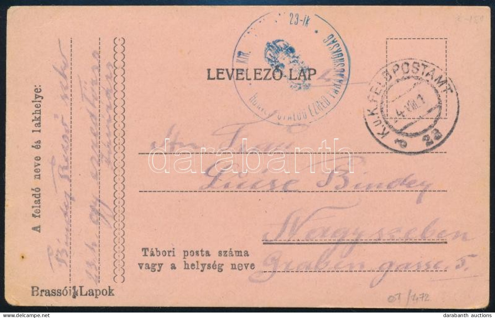 1916 Tábori Posta Levelezőlap / Field Postcard "M. Kir. Honvéd Gyalog Ezred Parancsnokság" + "FP 23 B" - Andere & Zonder Classificatie