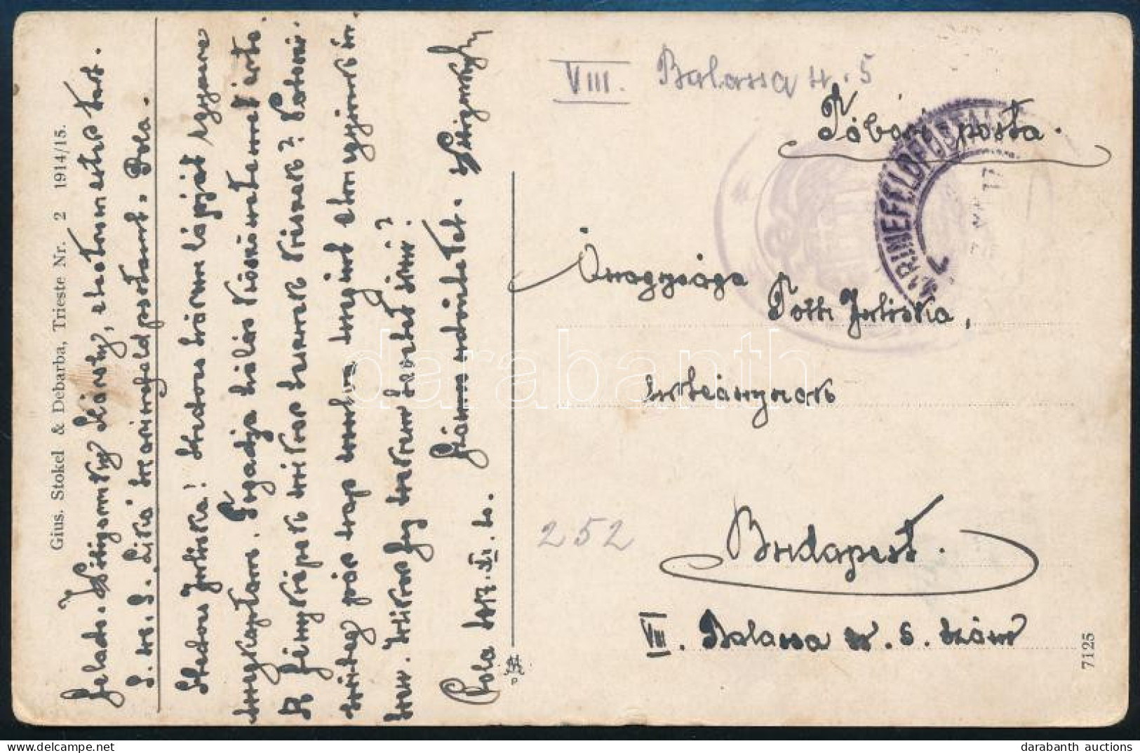 1917 Tábori Posta Képeslap A S.M.S. Lika Hajóról - Sonstige & Ohne Zuordnung