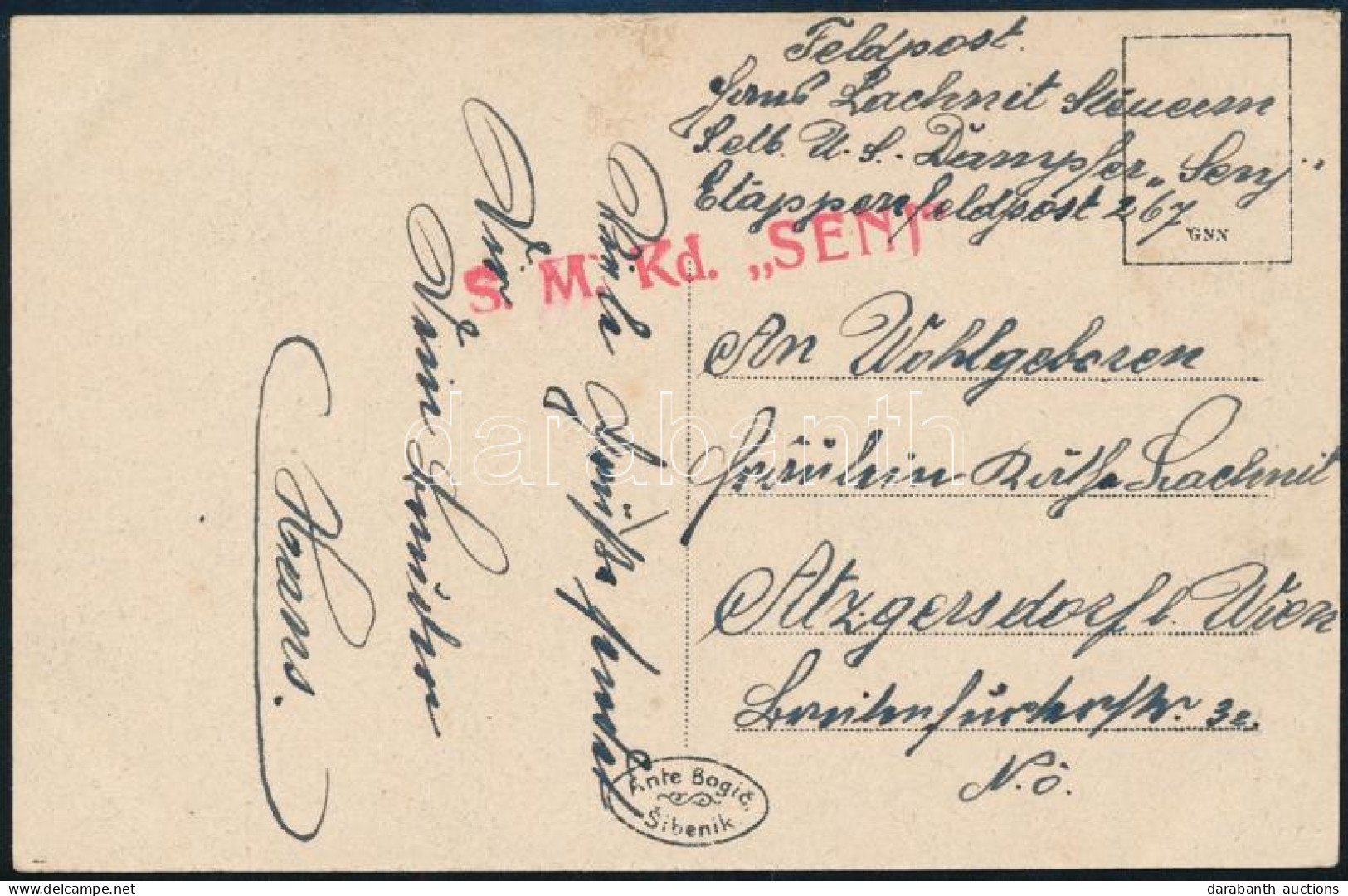 ~1917 Tábori Posta Képeslap "S.M.Kd. ,,SENJ" - Other & Unclassified