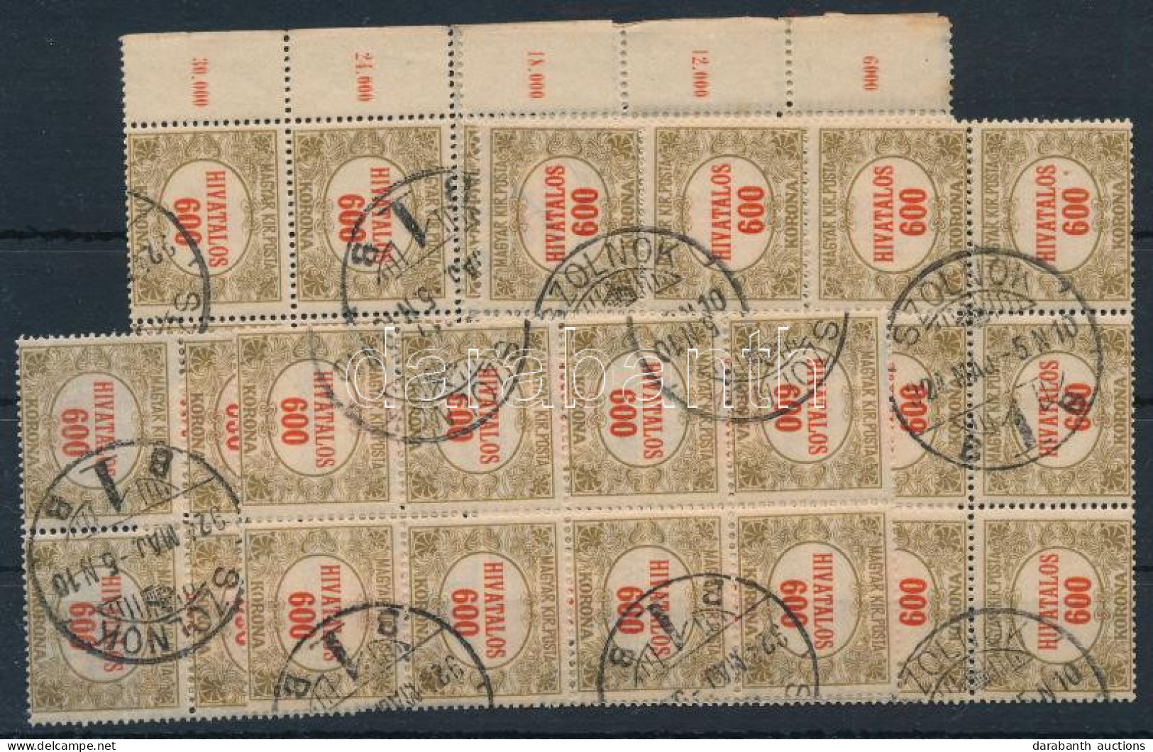 O 1921 Hivatalos Piros Számú 600K Tépés Variációk (7.800) - Sonstige & Ohne Zuordnung