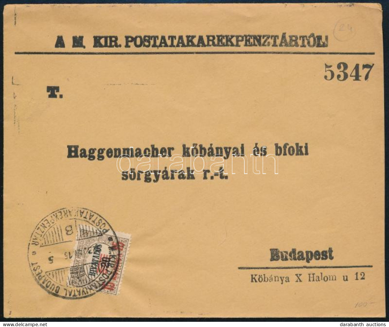 1923 Budapest Helyi Levél Hivatalos Bélyeggel - Sonstige & Ohne Zuordnung