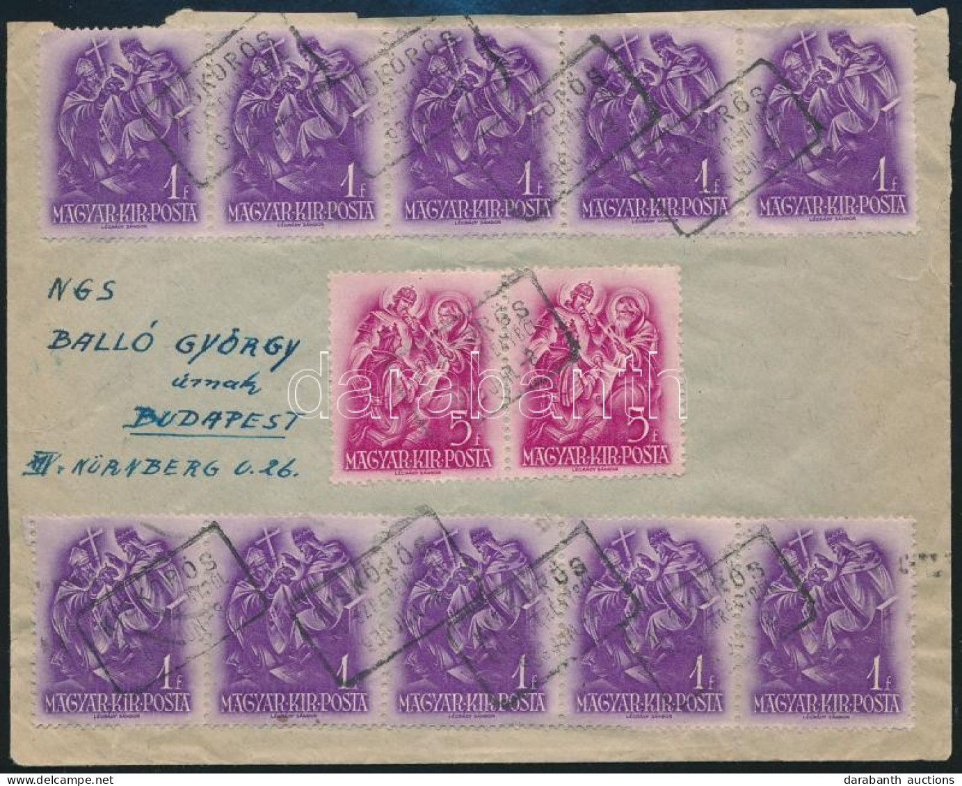 1938 Szent István 10 X 1f + 2 X 5f Bérmentesítéssel "NAGYKŐRÖS" Pályaudvari Levélszekrényből - Other & Unclassified