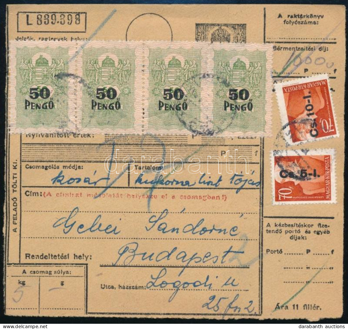 1946 (7. Díjszabás) Csomagszállító 12 Db Postai és 4 Db Okmánybélyeggel - Otros & Sin Clasificación
