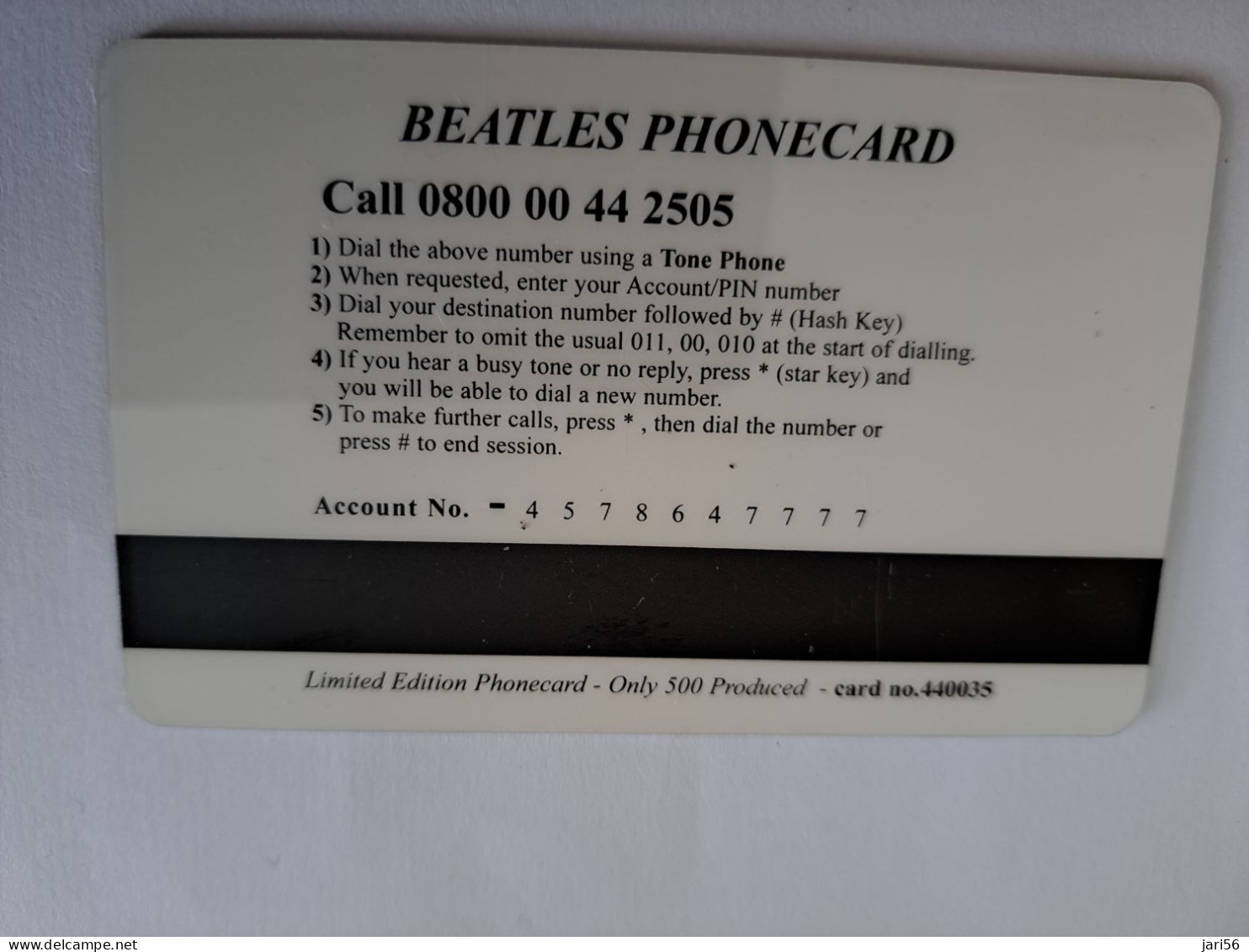 GREAT BRITAIN / 2 POUND /MAGSTRIPE  / BEATLES  PHONECARD/ LIMITED EDITION/  ONLY 500 EX     **15685** - Collections