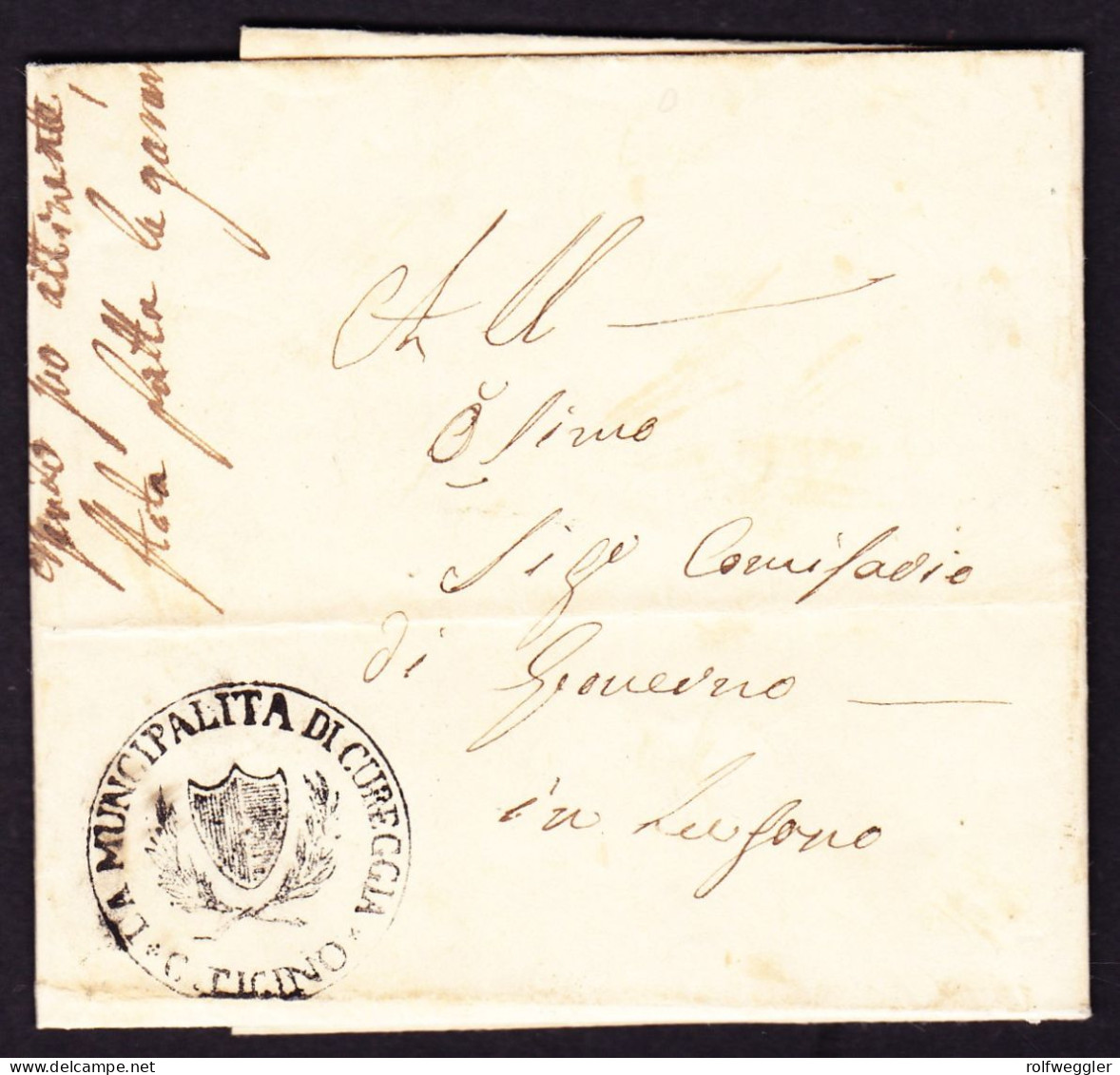 1857 Amtsbrief Aus Cureggia Nach Lugano - ...-1845 Prephilately