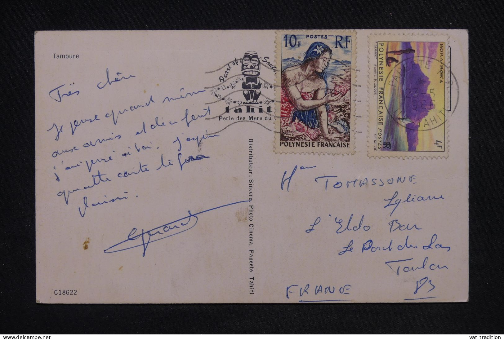 POLYNÉSIE - Affranchissement De Papeete Sur Carte Postale Pour Toulon En 1966 - L 148326 - Brieven En Documenten