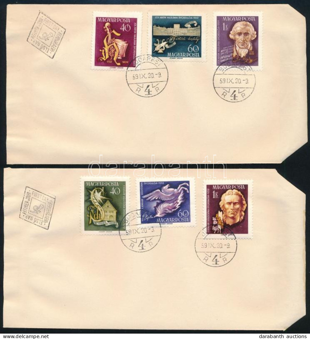 1959 Haydn és Schiller Sor 2 Db FDC-n - Otros & Sin Clasificación