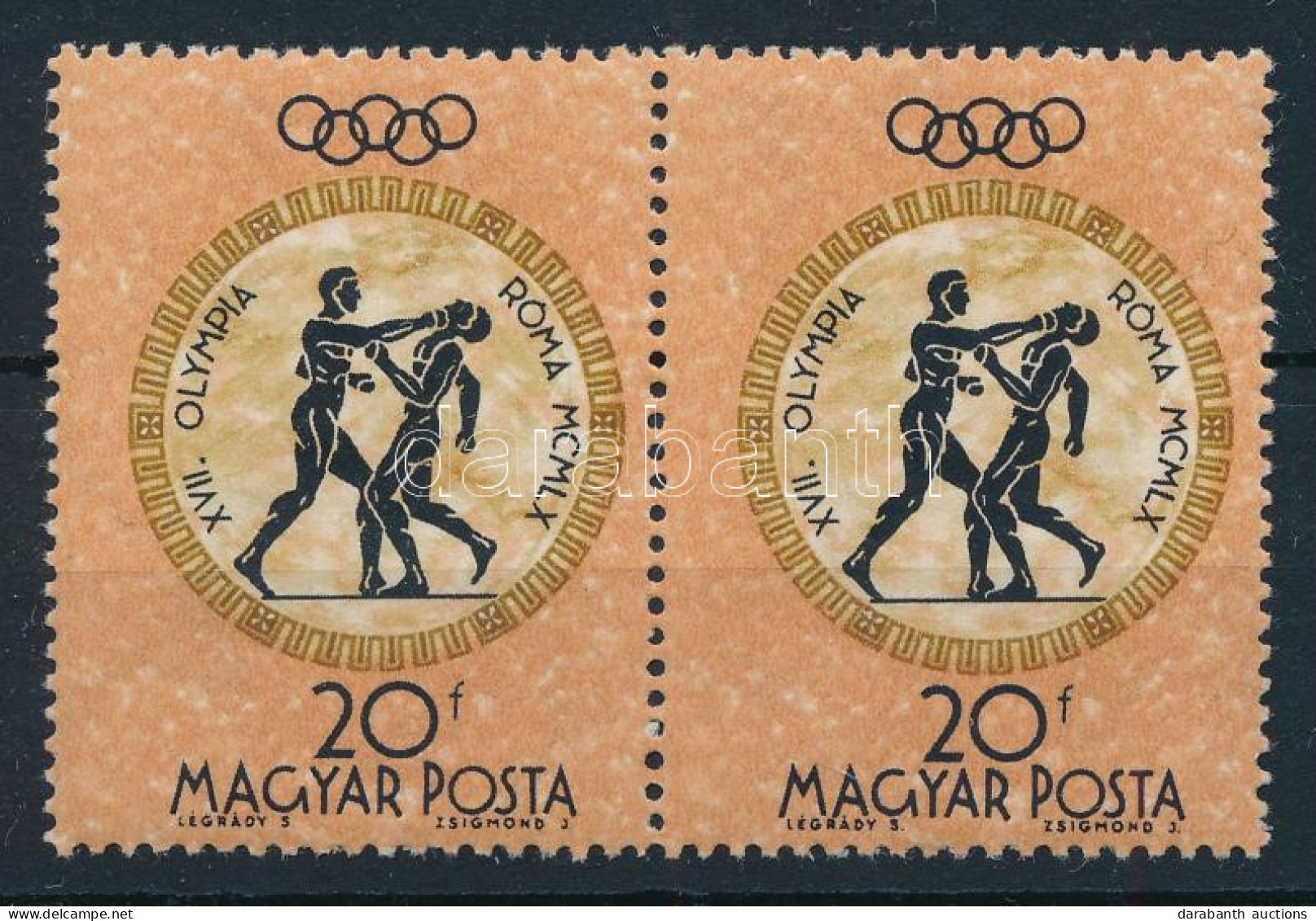 ** 1960 Római Olimpia 20f Elfogazott Pár - Other & Unclassified