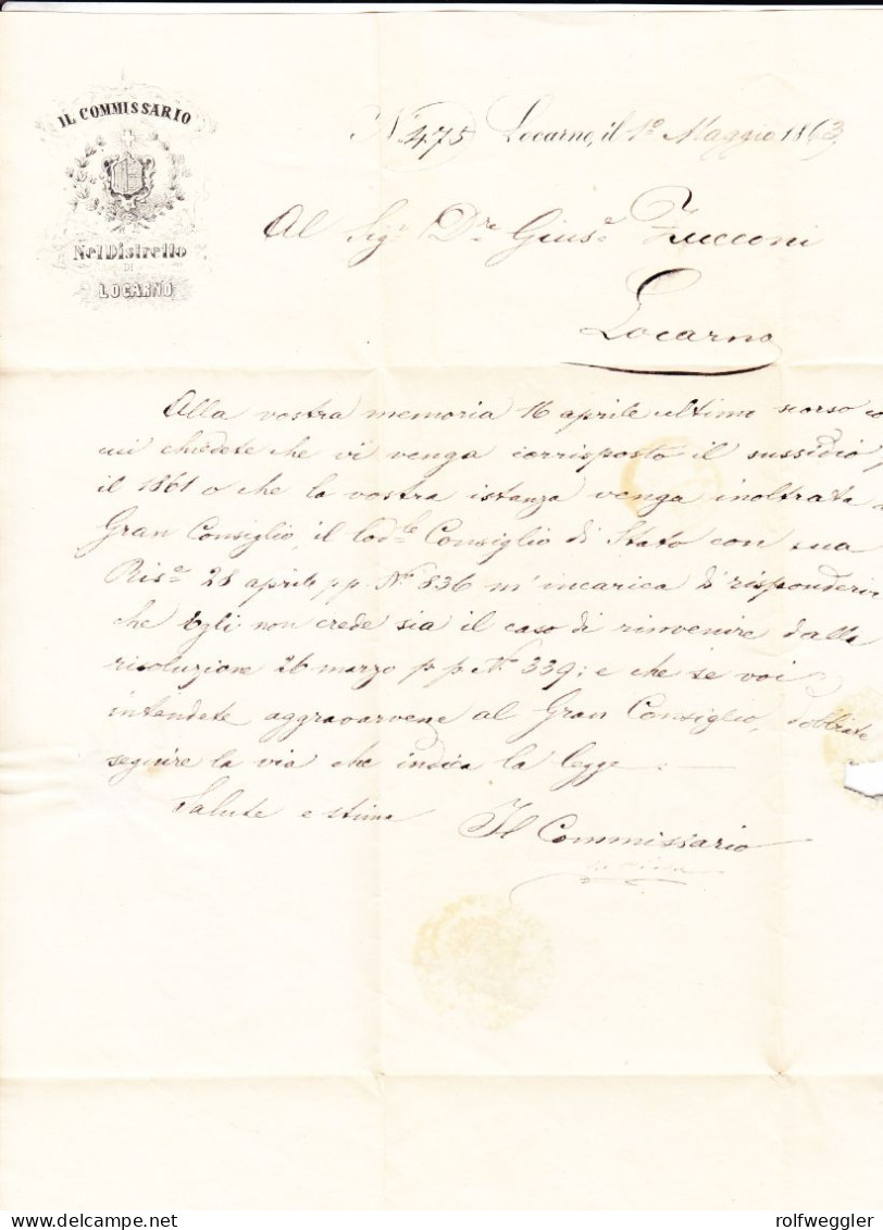 1863 Amtsbrief Aus Locarno. - ...-1845 Préphilatélie