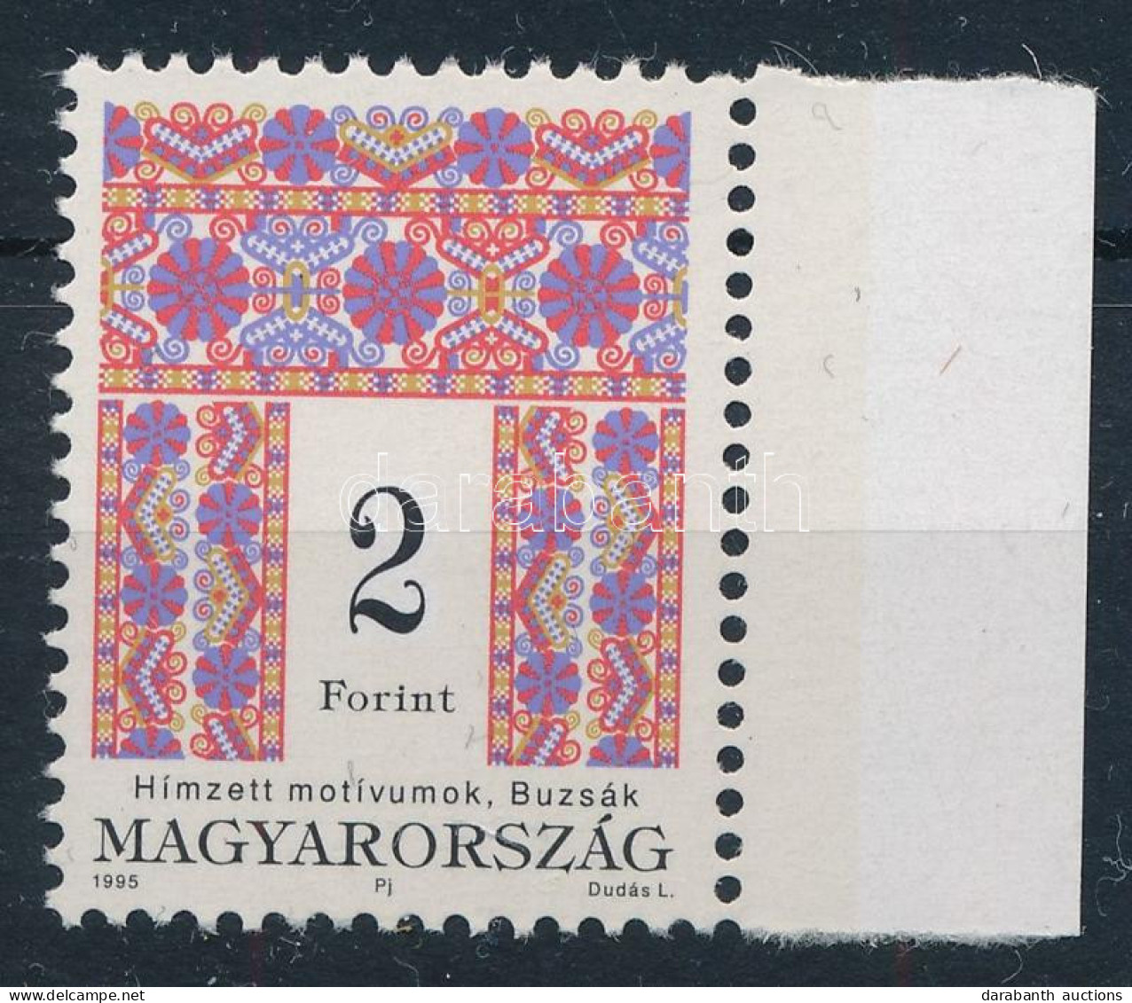 ** 1995 Népművészet (III.) 2Ft ívszéli 11 1/2 : 12 Fogazással, Fényes-matt Változat (9.000) - Sonstige & Ohne Zuordnung