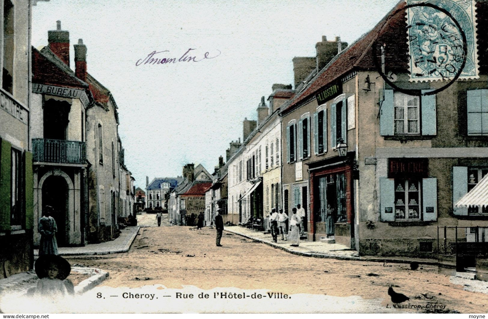 12973  - Yonne -  CHEROY  -  RUE DE L'HOTEL DE VILLE   Circulee En 1905 - Cheroy