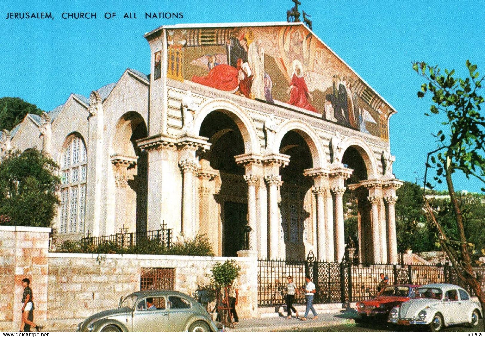 19718 JERUSALEM  CHURCH OF ALL NATIONS  Jardin GETHSEMANE ( Voitures COX Volkswagen)    ( 2 Scans) - Israel
