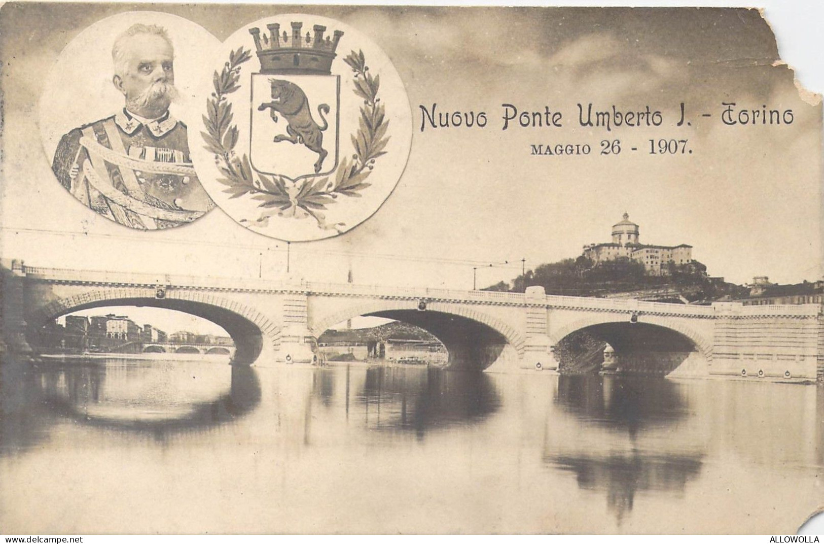 24240 " NUOVO PONTE UMBERTO I - TORINO-MAGGIO 26-1907 " -VERA FOTO-CART. POST. SPED. 1907 - Bridges