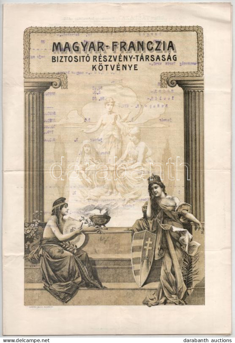 1924. "Magyar-Franczia Biztosító Részvénytársaság" életbiztosítási Kötvénye T:F - Unclassified