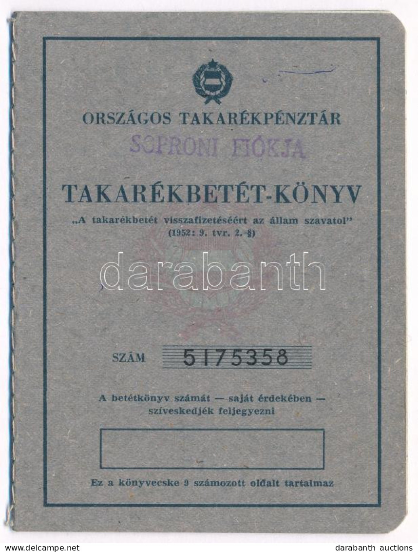 1983-1985. "Országos Takarékpénztár" Soproni Fiókjának Takarékbetétkönyve, Bejegyzésekkel - Ohne Zuordnung