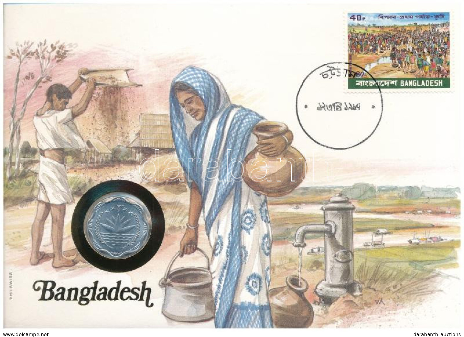 Banglades 1978. 10P "FAO" Bélyeges érmés Borítékon, Ismertetővel T:UNC Bangladesh 1978. 10 Paisa Al-Br "FAO" Coin In Env - Non Classificati