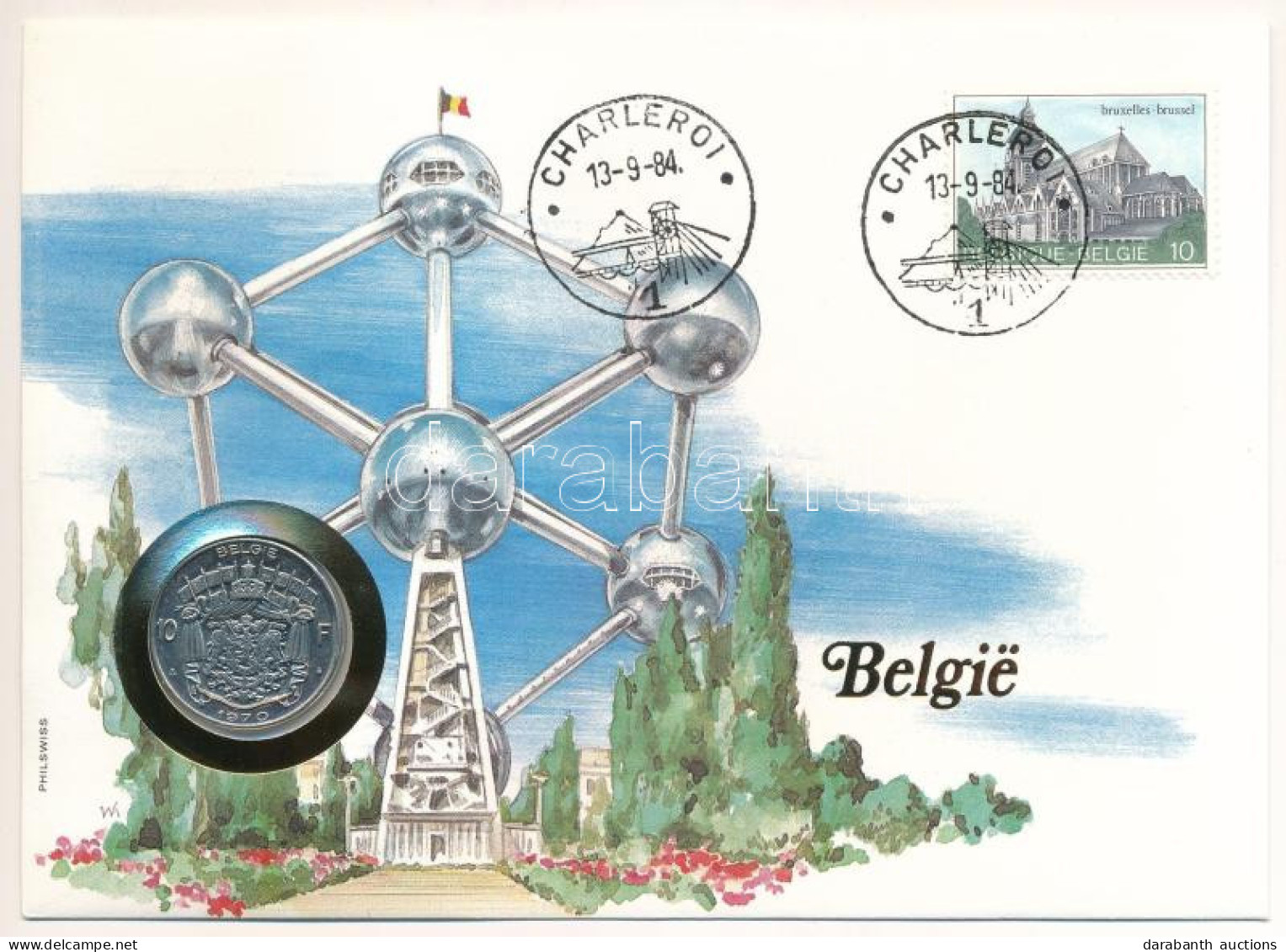 Belgium 1970. 10Fr érmés, Bélyeges Borítékon, Alkalmi Bélyegzővel, Német Nyelvű Leírással T:UNC  Belgium 1970. 10 Francs - Ohne Zuordnung