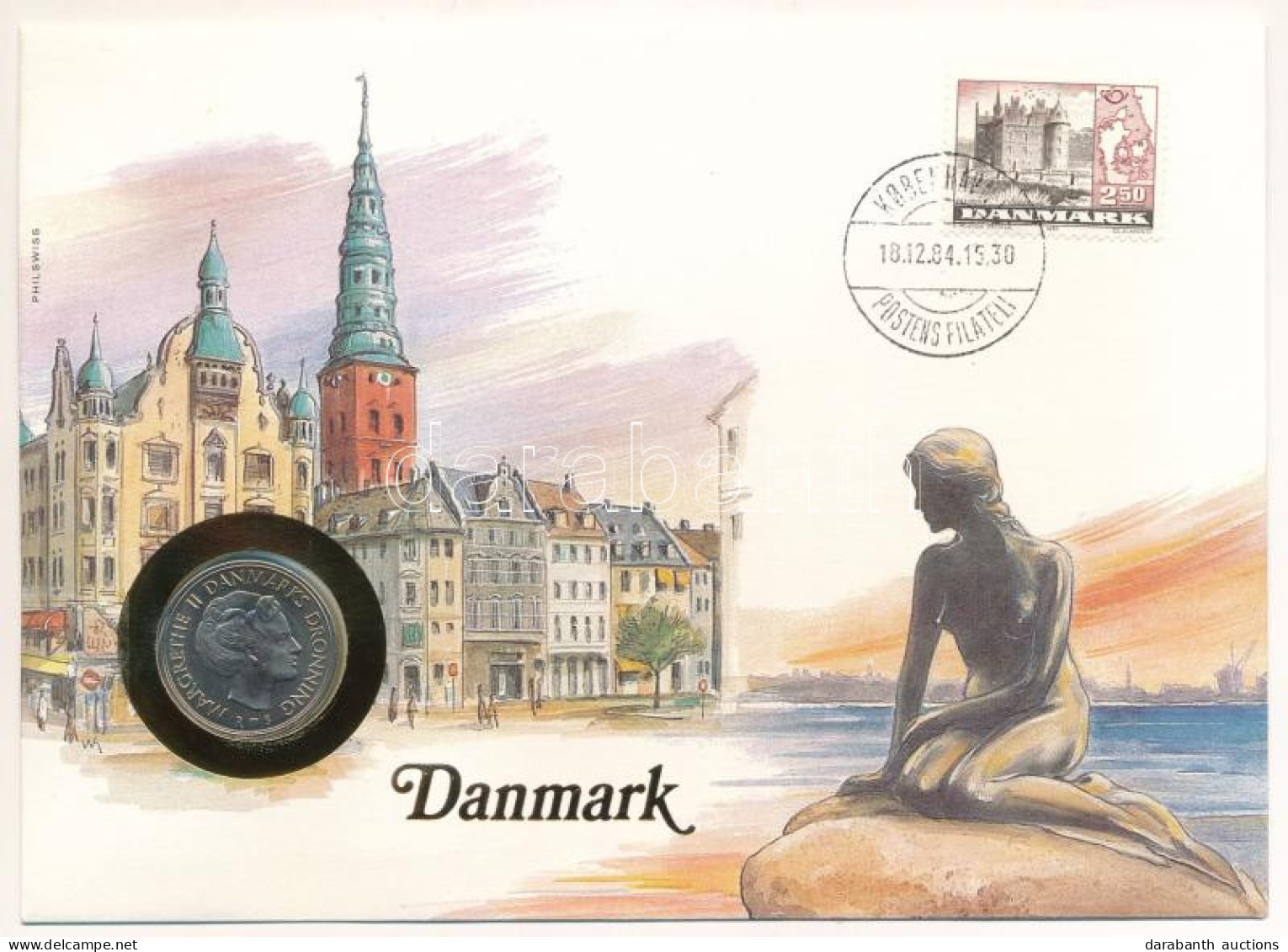 Dánia 1985. 1K Felbélyegzett Borítékban, Bélyegzéssel, Német Nyelvű Leírással T:UNC  Denmark 1985. 1 Krone In Envelope W - Non Classés