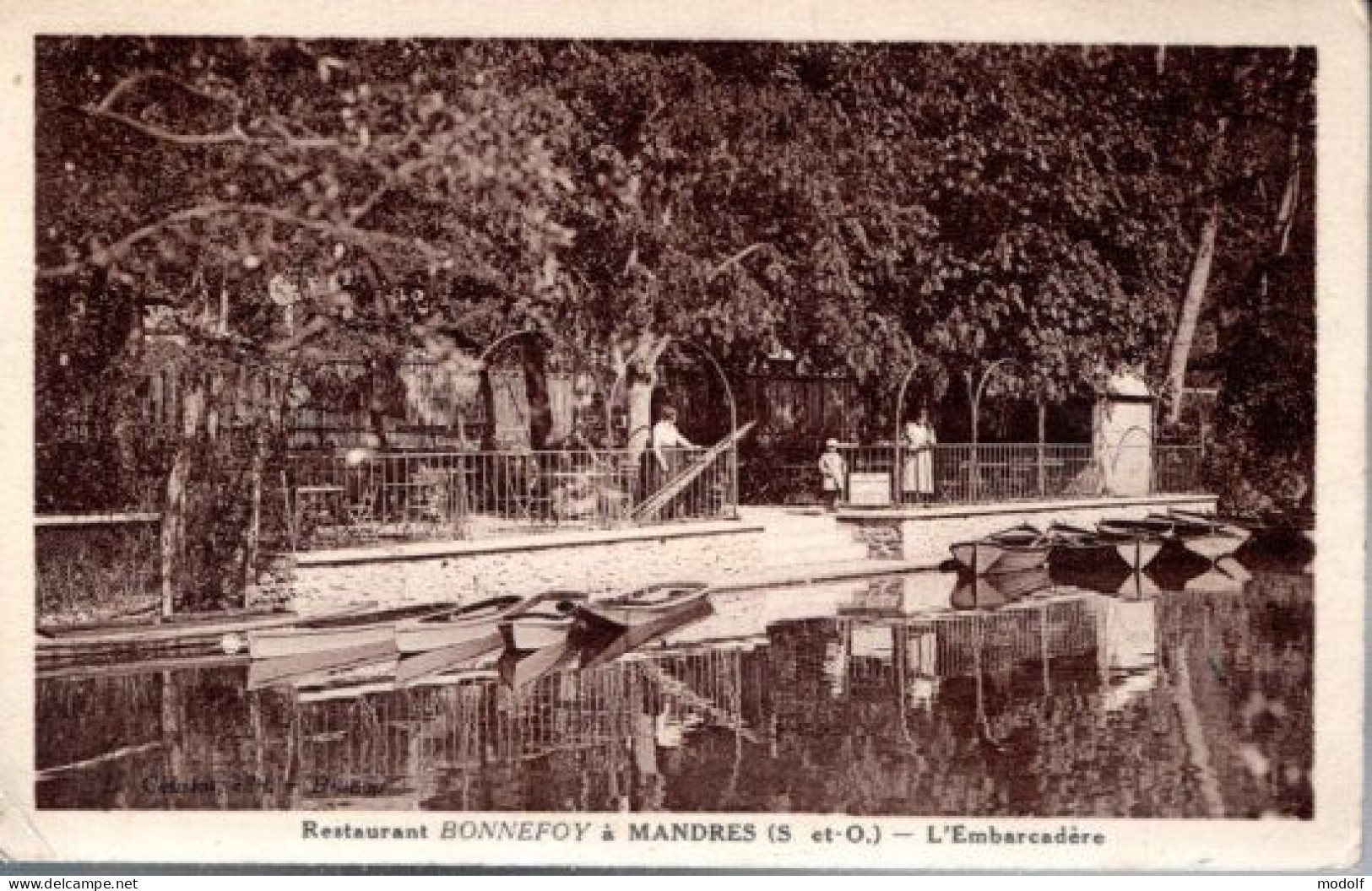 CPA - 94 - Restaurant Bonnefoy à Mandres - L'Embarcadère - Mandres Les Roses