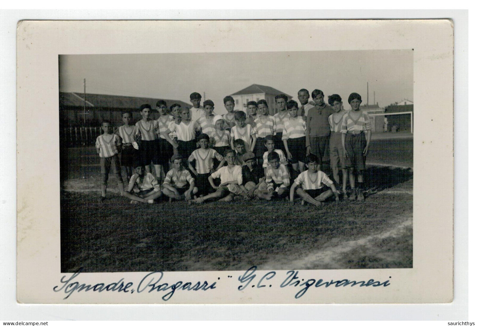 Foto Cartolina Presentazione Vigevanese Calcio Partita 15 Giugno 1933 Vigevano Era Fascista Football Provincia Di Pavia - Vigevano