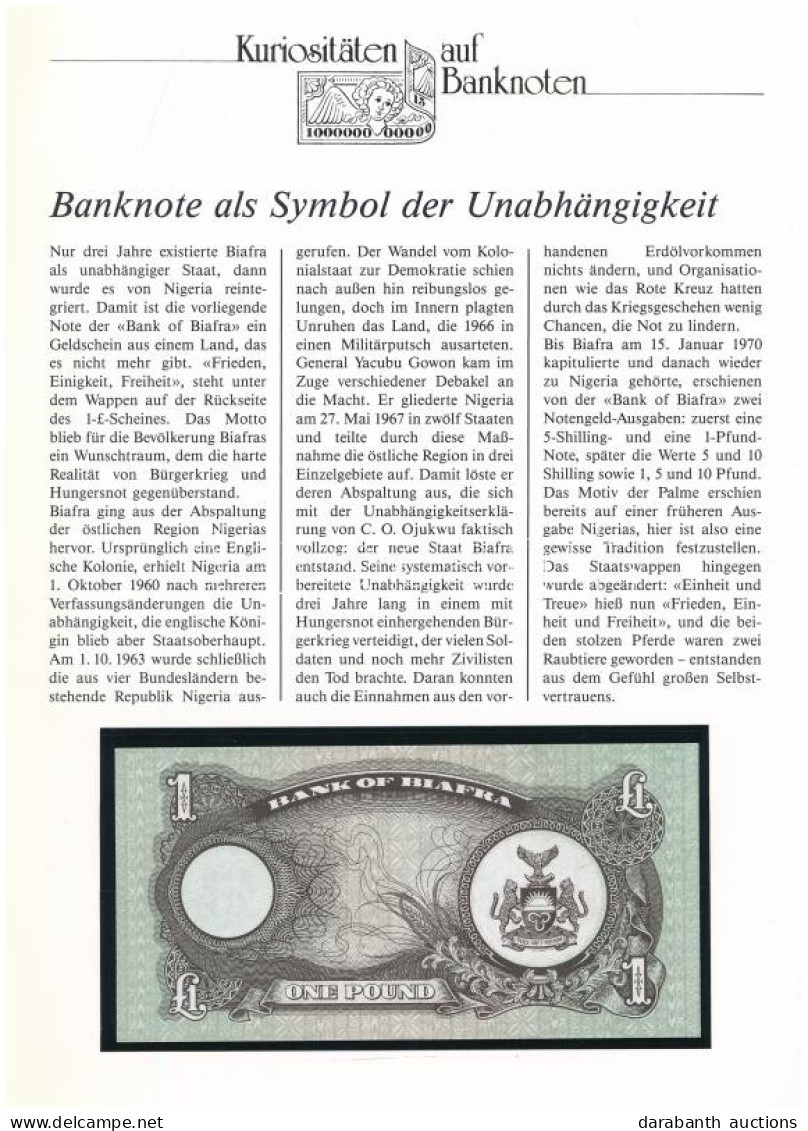 Biafra 1968-1969. 1P Sorszámmal, Német Nyelvű Leírással T:UNC Biafra 1968-1969. 1 Pound With Serial Number, With German  - Non Classés