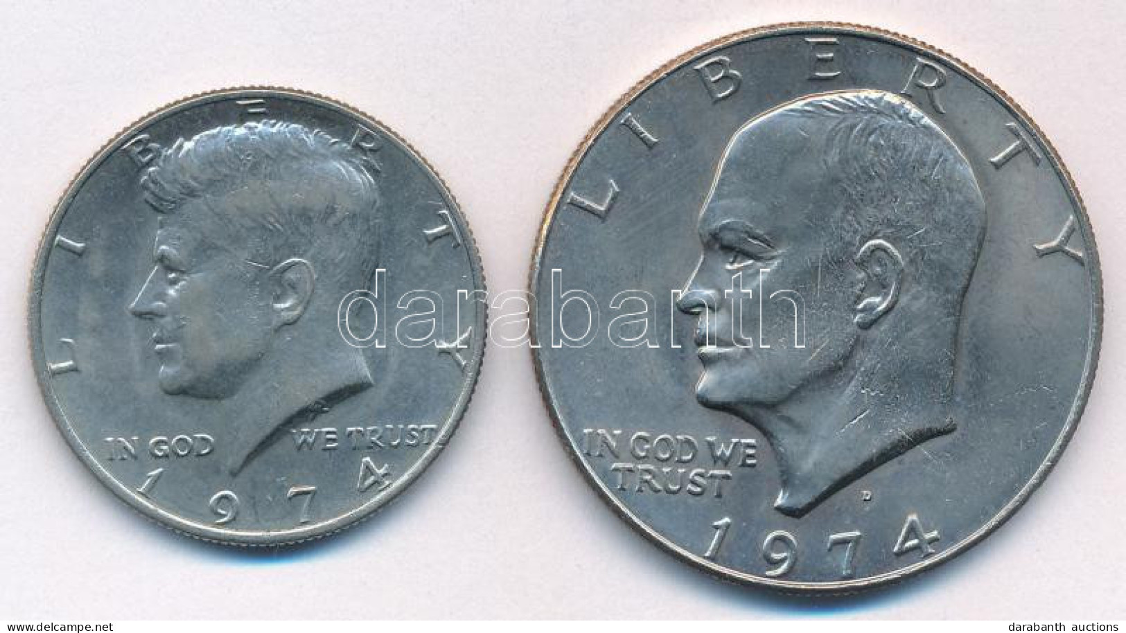 Amerikai Egyesült Államok 1974. 1/2$ Cu-Ni "Kennedy" + 1974D 1$ Cu-Ni "Eisenhower" T:AU,XF Karc USA 1974. 1/2 Dollar Cu- - Zonder Classificatie