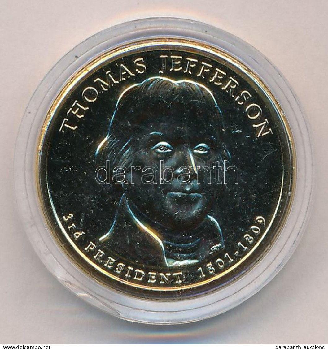 Amerikai Egyesült Államok 2007P 1$ Aranyozott Cu-Ni-Zn "Elnöki Dollárok - Thomas Jefferson" Kapszulában T:UNC USA 2007P  - Non Classificati