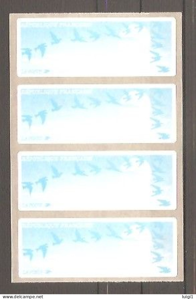 Vignette LISA Turquoise . Type Oiseaux De JUBERT - Bande Verticale X 4 . Neuves - Adhésives - Vierges. TB - 1990 « Oiseaux De Jubert »
