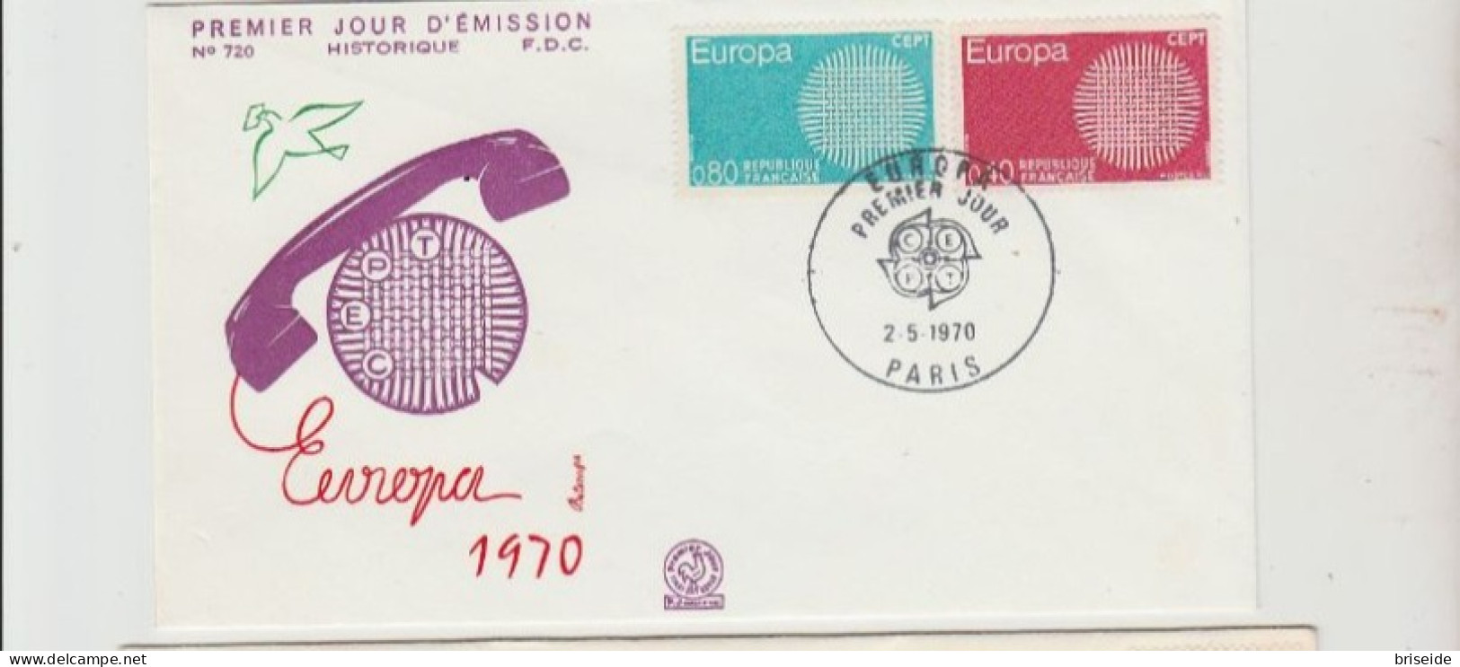 1970 N. 1 BUSTA EUROPA CEPT PREMIERJOUR D'E MISSION FIRST DAY COVER ERSTTAGSBRIEF 1°GIORNO EMIS. REPUBLIQUE FRANCAISE - 1970