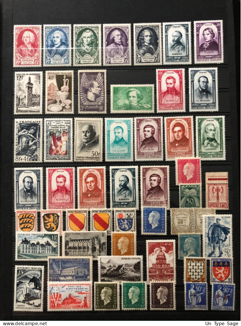 Collections - France, Lot, collection timbres neufs avec et sans charnière  en classeur, + un vrac en pochette, à voir 52 photos