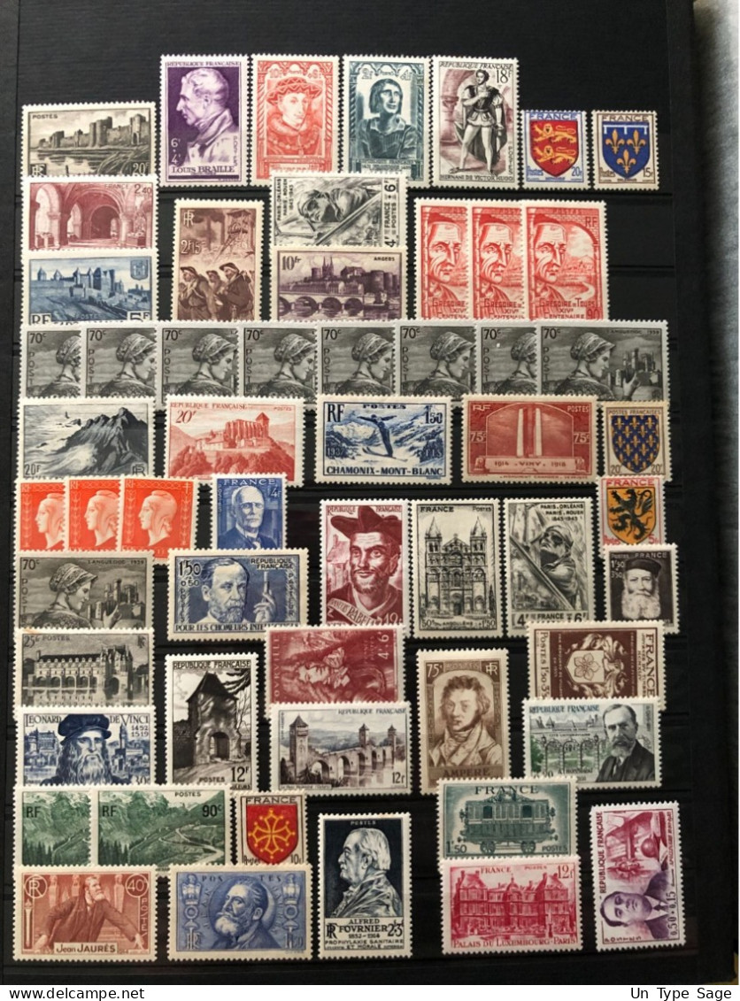 Collections - France, Lot, collection timbres neufs avec et sans charnière  en classeur, + un vrac en pochette, à voir 52 photos