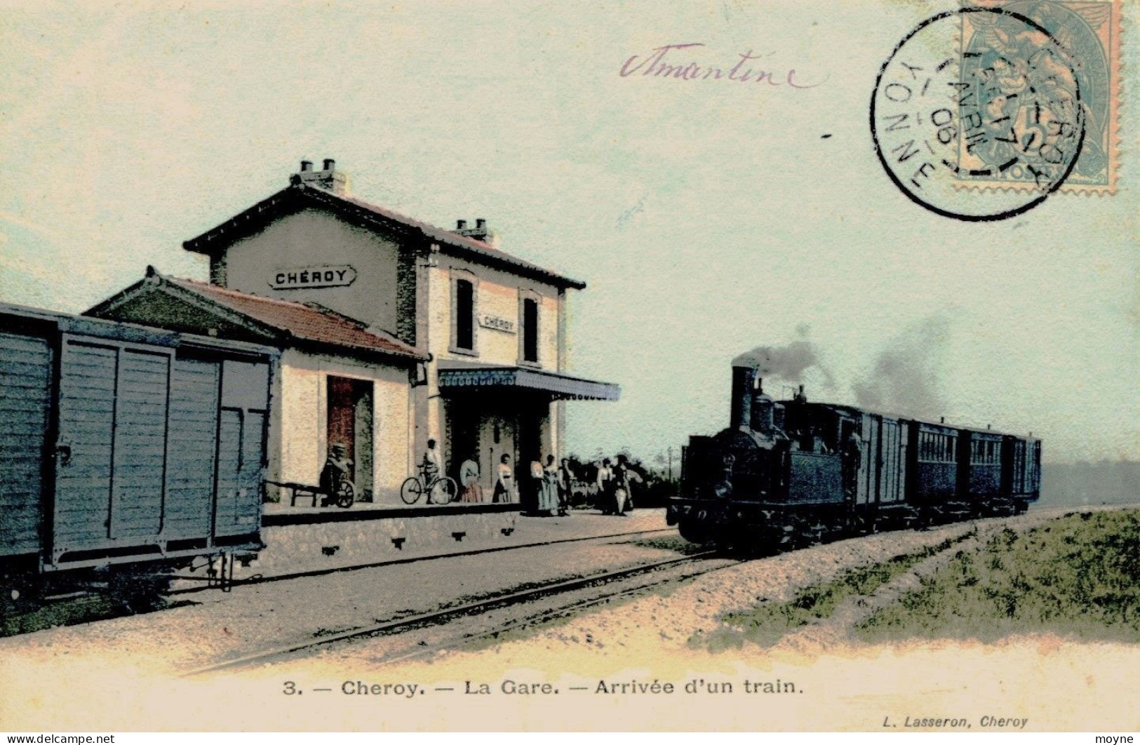 12978   - CHEROY  :  ARRIVEE D'UN TRAIN  - Gros Plan  - Circulée En 1906  RARE - Cheroy
